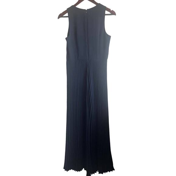 Club Monaco Jumpsuit 4 Navy Pleated Wide Leg Chic Glam Evening, Luxury Satiny - Picture 3 of 13